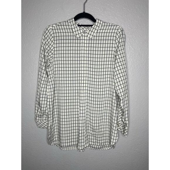J. Jill Tops - J.Jill Button Down Back Windowpane Shirt Size Small Collared Lagenlook Rayon